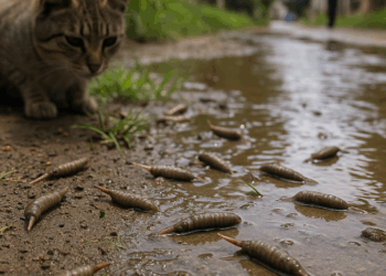 Aparecen gusanos con cola de rata tras inundaciones en México