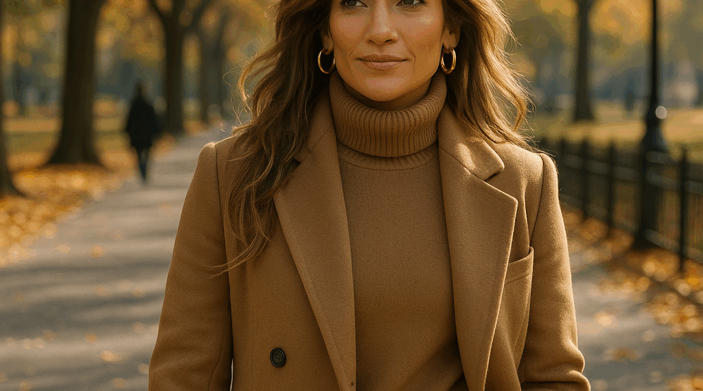 Jennifer Lopez lleva un pantalón beige y zapatos de plataforma para mujeres elegantes en otoño 2025