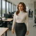 Jennifer Lopez lleva falda lápiz y zapatos pumps, un look perfecto para la oficina