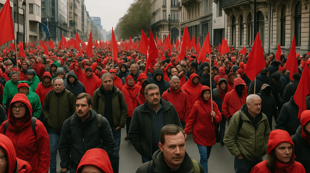 Vídeo. Decenas de miles se unen a la huelga nacional en Bélgica por recortes sociales