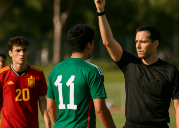 México Sub-20 utilizó la tarjeta verde ante España; se salvó de penal