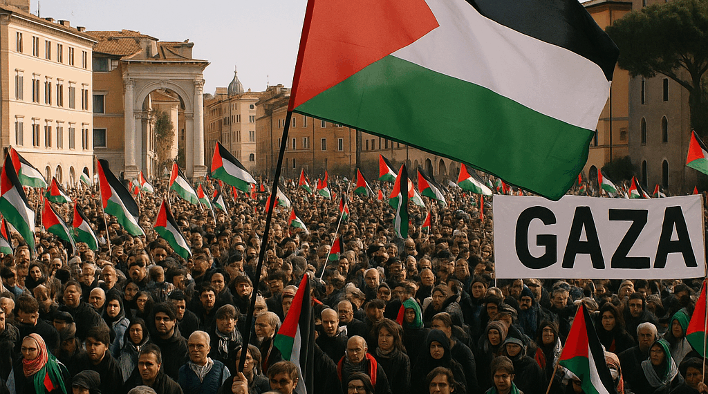 Vídeo. Miles protestan en ciudades italianas tras intercepción israelí de Gaza