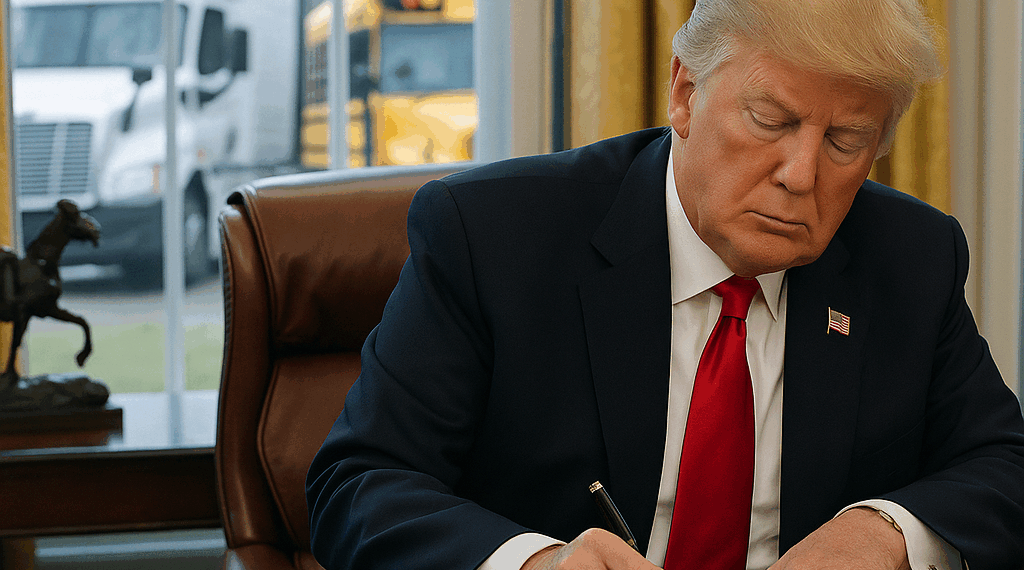 Trump firma decreto para imponer los nuevos aranceles a camiones y autobuses importados