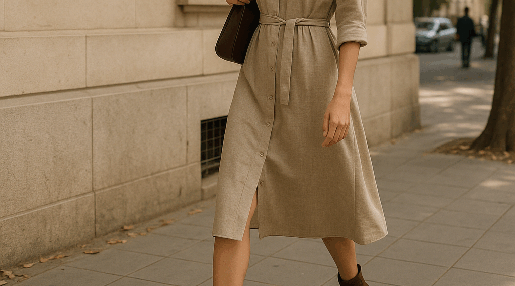 Así son los vestidos camiseros para lucir con zapatos en tendencia de otoño 2025