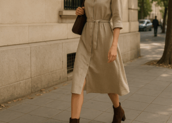 Así son los vestidos camiseros para lucir con zapatos en tendencia de otoño 2025