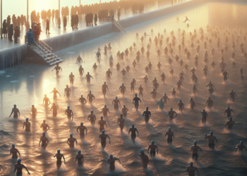 Los nadadores que desafían las aguas heladas en Pekín