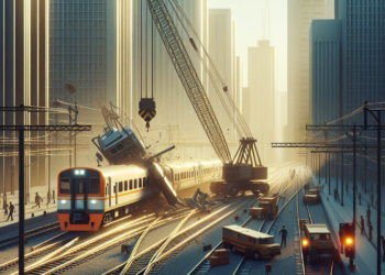 Tren metropolitano choca contra una grúa