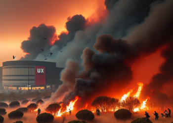 Incendio en pastizales cerca de Galerías Atizapán, Edomex, hoy 18 de febrero