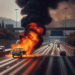 Vehículo se incendia en la autopista México-Pachuca, conductor logra bajarse
