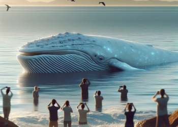 Captan en video a ballena azul albina en Baja California