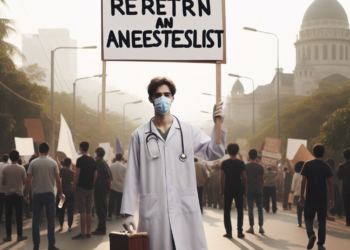 Manifestantes exigen restitución de anestesióloga