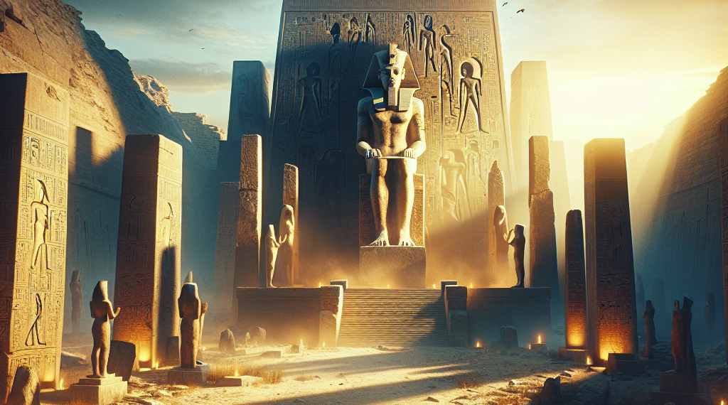 rough stone statue showing ramses II formed in sandstone