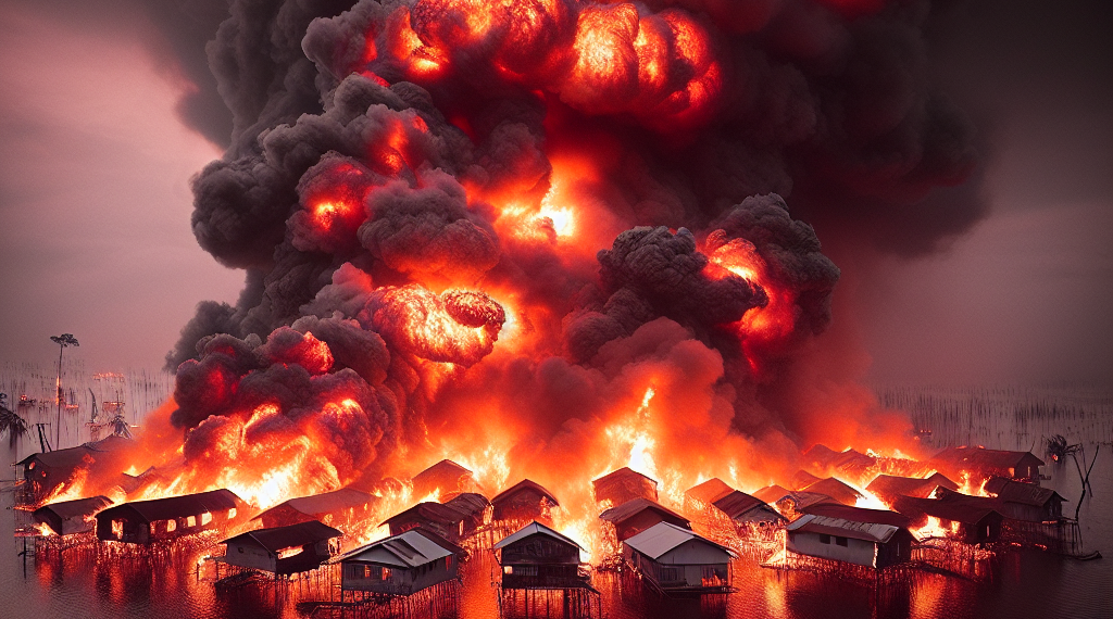 Devastador incendio arrasa una aldea flotante en Malasia y desplaza a más de 9,000 personas