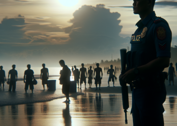 En la playa con Juanito, un policía del escuadrón de la muerte de la guerra contra las drogas en Filipinas