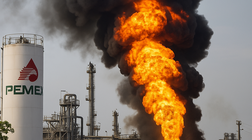 Se registra incendio en complejo de Pemex en Veracruz