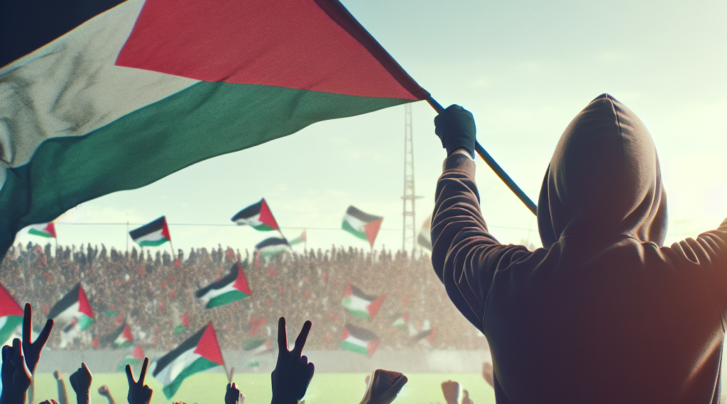 Lamine ondea la bandera de Palestina en la celebración del Barcelona