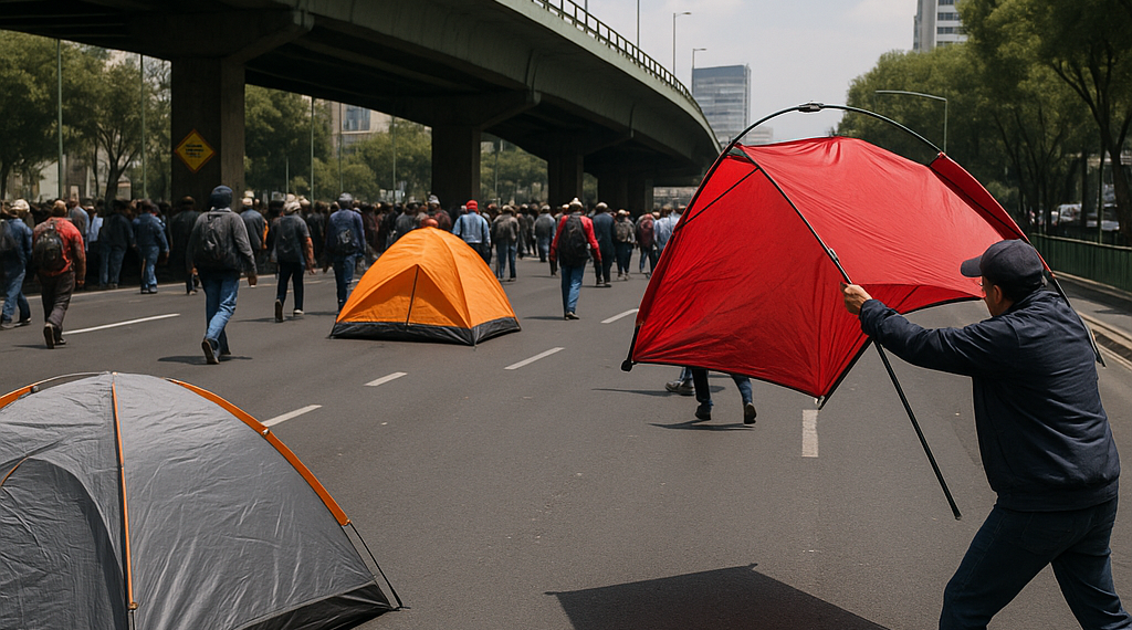 Quitan maestros de la CNTE bloqueo en Circuito Interior