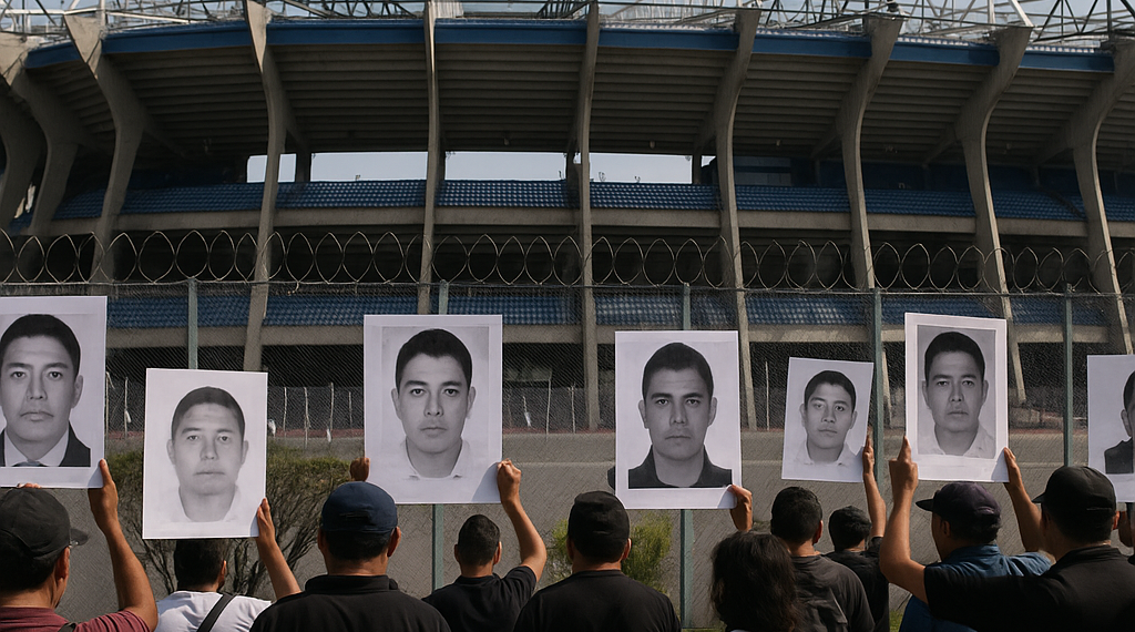 Protestan por desaparecidos frente al Estadio Azteca