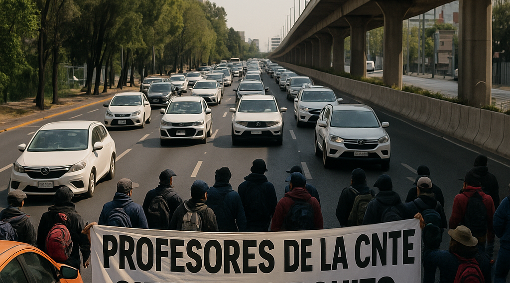 Bloquean maestros de la CNTE Circuito Interior