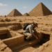 Stone ruins buried beneath sand.