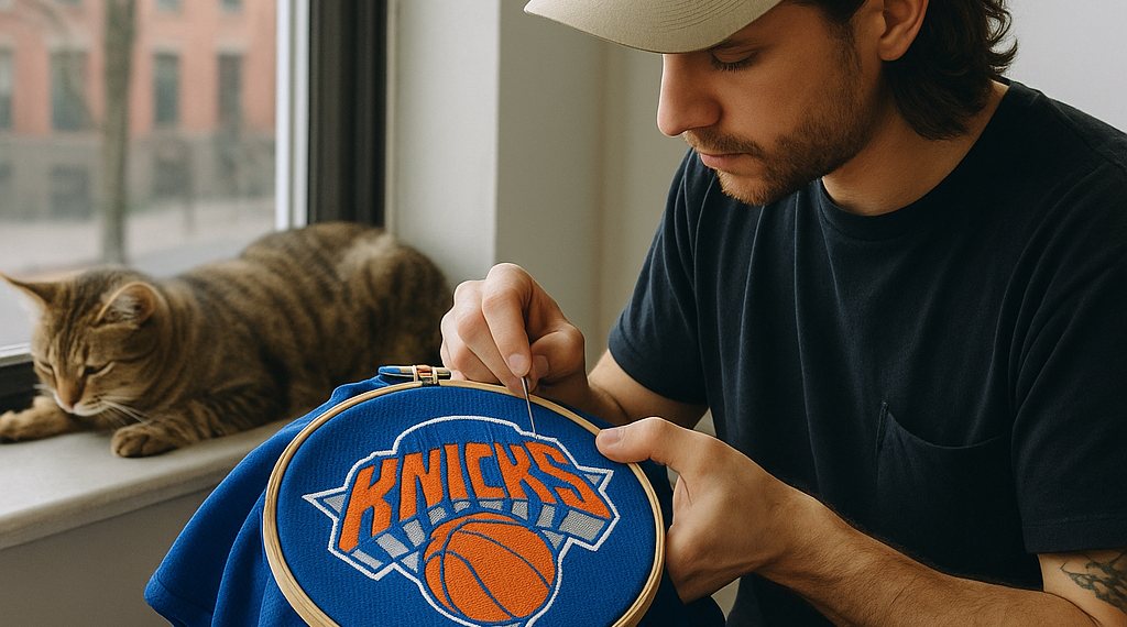 The New York Artist Embroidering Knicks Merch on the Street