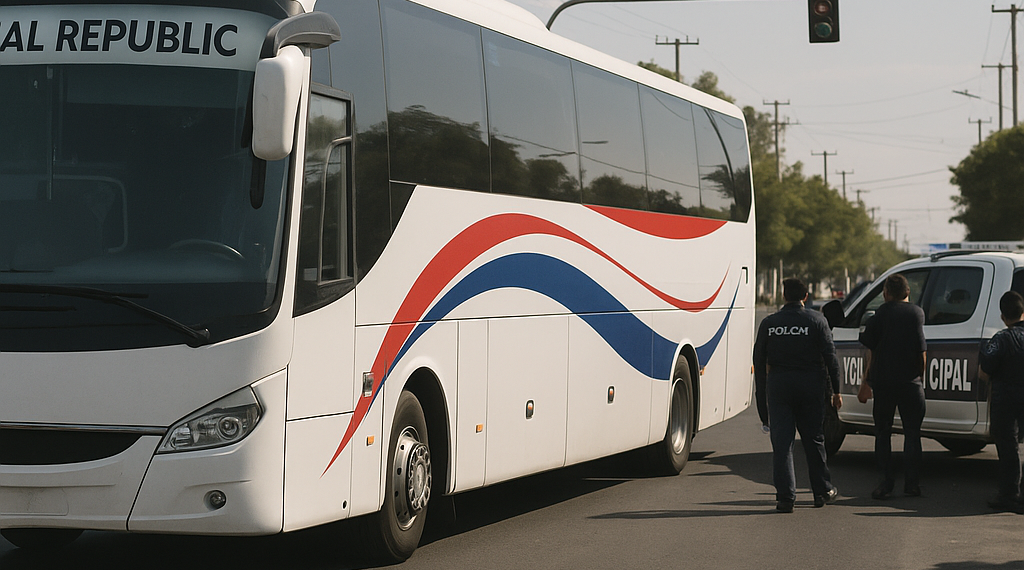 Quedó autobús de Chequia varado un momento en Guadalajara