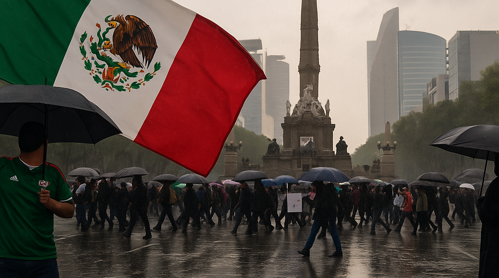 Entre protestas y lluvia, México festeja debut en Mundial
