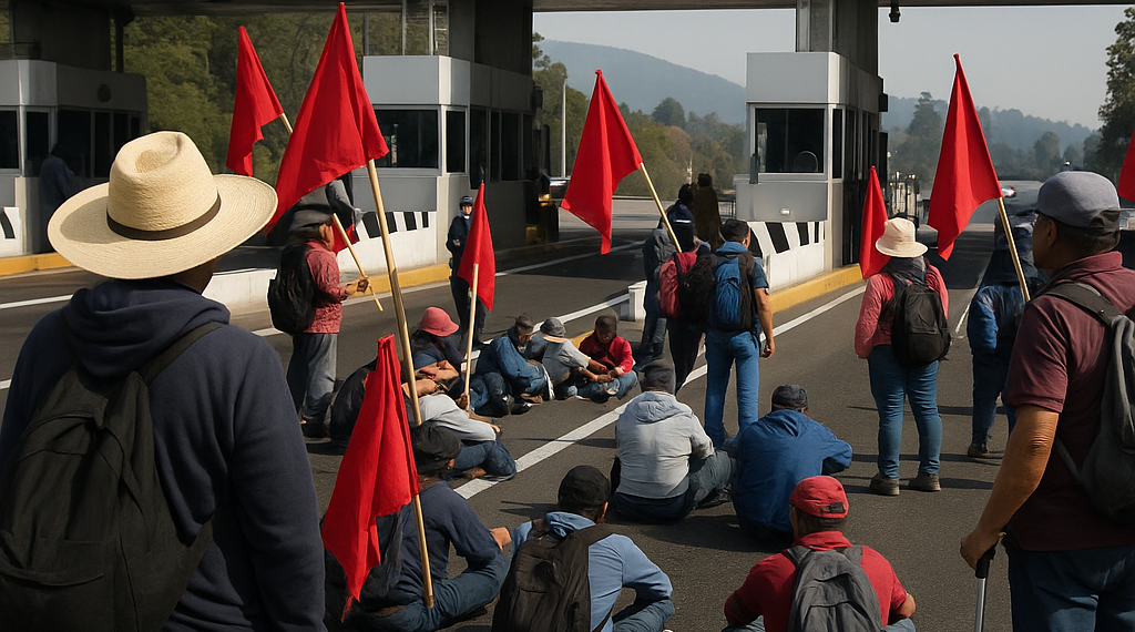 Toma CNTE caseta de la México-Cuernavaca