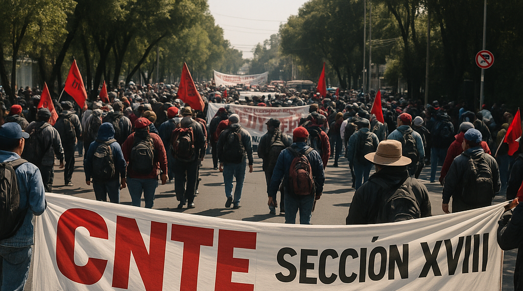 Se concentra CNTE en Tlalpan para ir hacia Estadio CDMX