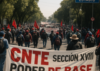 Se concentra CNTE en Tlalpan para ir hacia Estadio CDMX