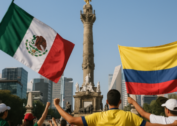 Festejan mexicanos y colombianos en el Ángel