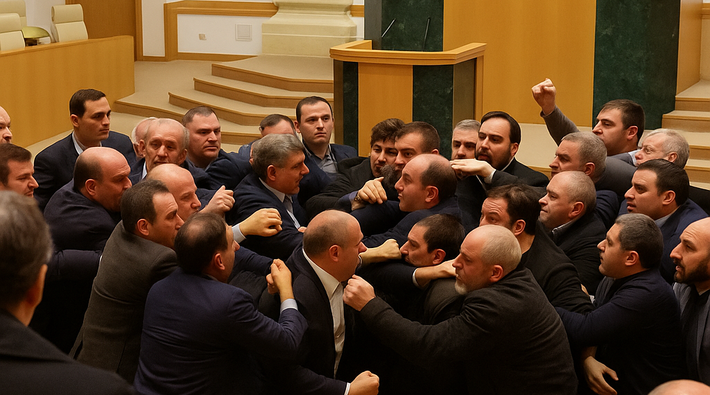 Pelea a puñetazos en el Parlamento de Georgia