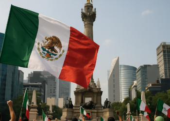 Emociona partido de México en el Ángel de la Independencia