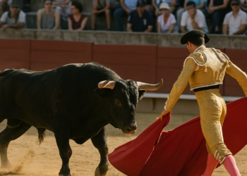 Víctor Hernández, en un momento de la dramática voltereta que sufrió al recibir de capa al sexto toro.