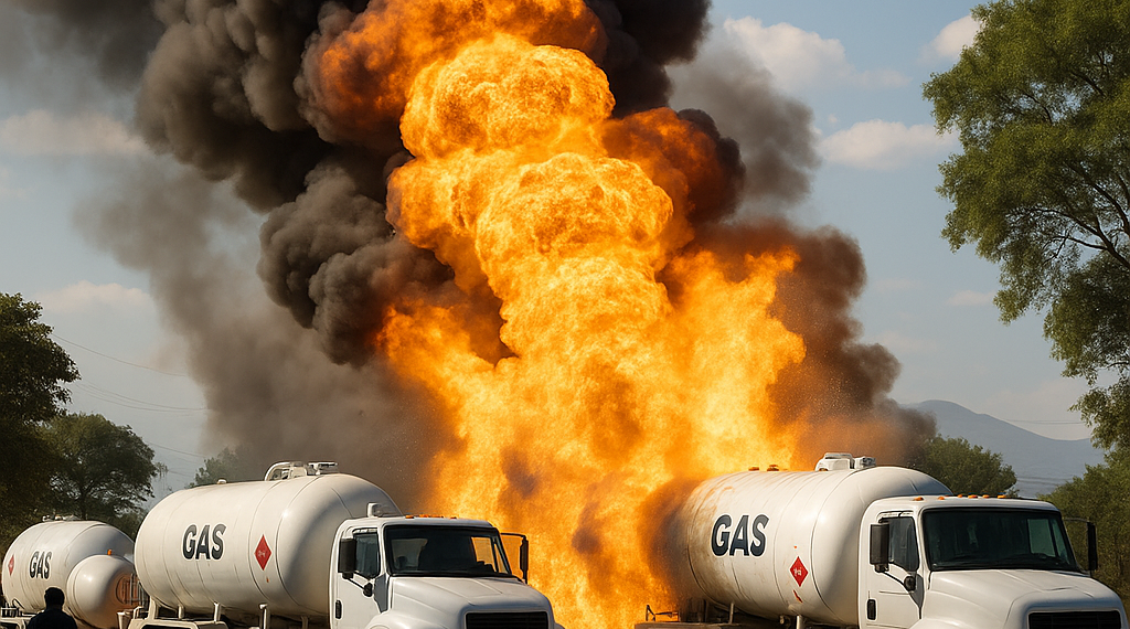 Explotan cuatro pipas de gas en Puebla; evacuan a 2 mil