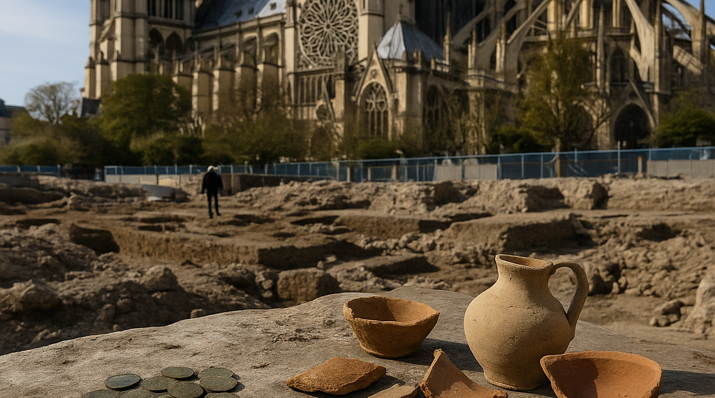 De monedas romanas a cerámicas medievales: encuentran 1700 años de historia bajo la plaza de Notre Dame