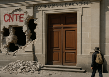Vandaliza CNTE exterior de la SEP en Av. Universidad