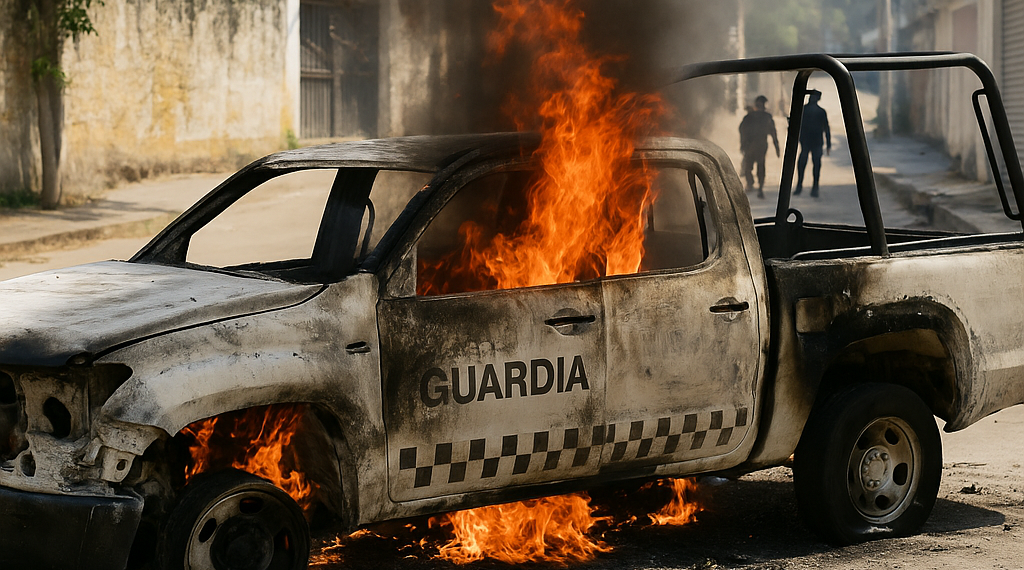 Vandalizan maestros patrulla de la GN en Acapulco