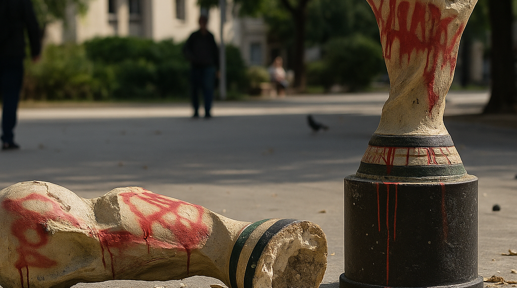 Derriban y vandalizan estatuas del Mundial en Reforma
