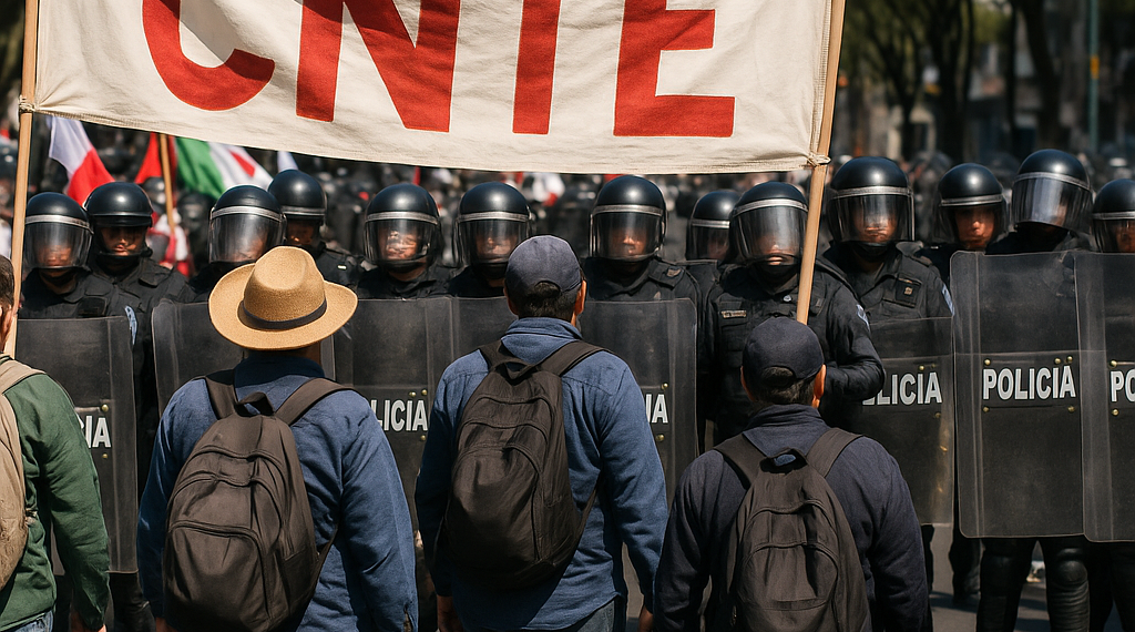 Frena cerco policiaco marcha de la CNTE