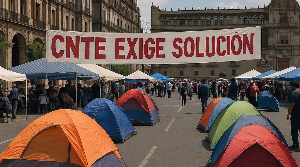 Se reduce plantón de la CNTE en Centro Histórico