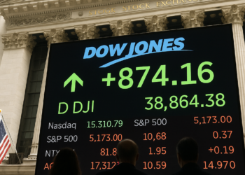 Suma Dow Jones 874 puntos y logra un nuevo récord