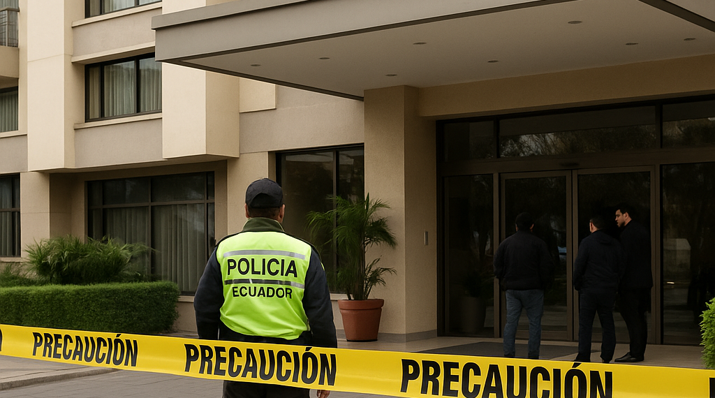 Emite Ecuador reclamo por escándalo fuera de su hotel