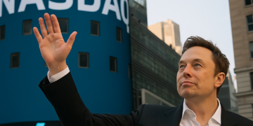 Elon Musk toca la campana en la sesión de debut de SpaceX en el Nasdaq