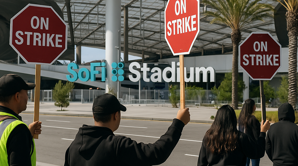 Trabajadores del SoFi Stadium de Los Angeles votan una posible huelga en el Mundial 2026
