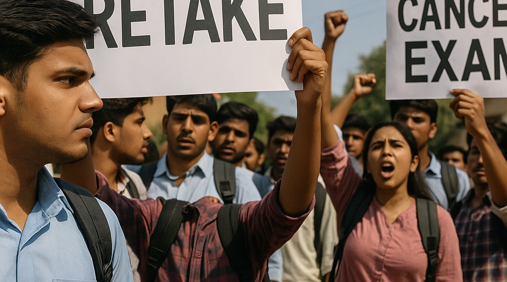 Millones de estudiantes repiten en India un examen filtrado, entre protestas y el polémico veto gubernamental a Telegram