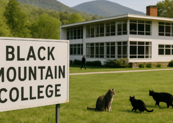 An art class meets on a deck at Black Mountain College, an art and design school in Black Mountain, North Carolina. Today the former school is a museum and art center. (Photo by Genevieve Naylor/Corbis via Getty Images)