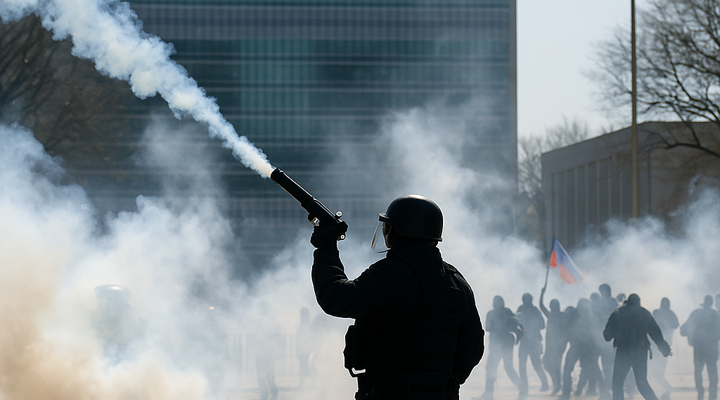 La Policía usa gases lacrimógenos contra manifestantes anti-G7 que han lanzado piedras y petardos cerca de la ONU  en Ginebra