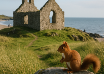 Ruinas de una iglesia, ardillas rojas y una isla que desaparece con la marea: así es Traeth Llanddwyn, la mejor playa del Reino Unido