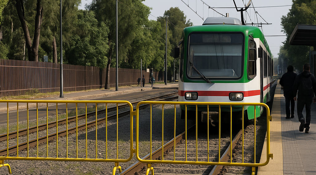 Falla Tren Ligero en Tlalpan por catenaria rota